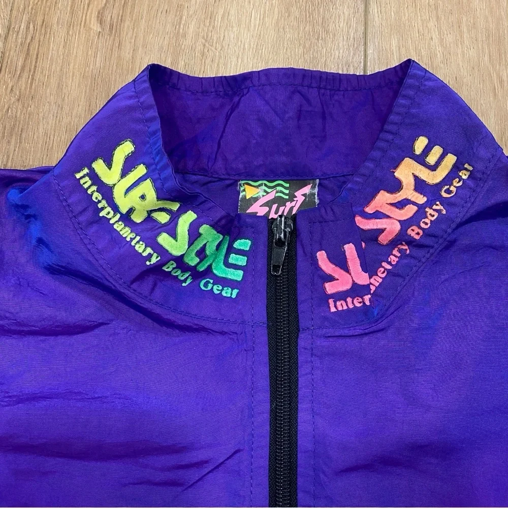 VTG! 90S! 🌟SURF STYLE🌟 SURFER ZIP UP WINDBREAKER JACKET PURPLE ONE SIZE